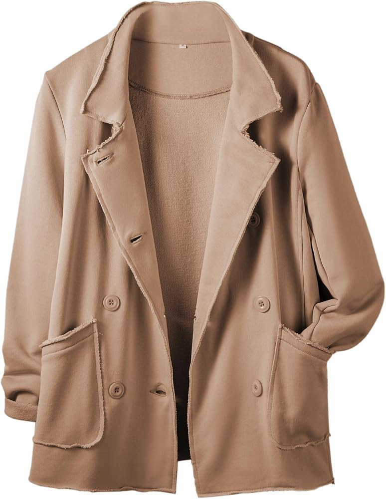 Button Down, Business Coat, Raw Hem, Patch Pockets, Work, Office, Peacoat | Amazon (US)