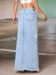 Stepped Waist Raw Hem Denim Skirt | SHEIN