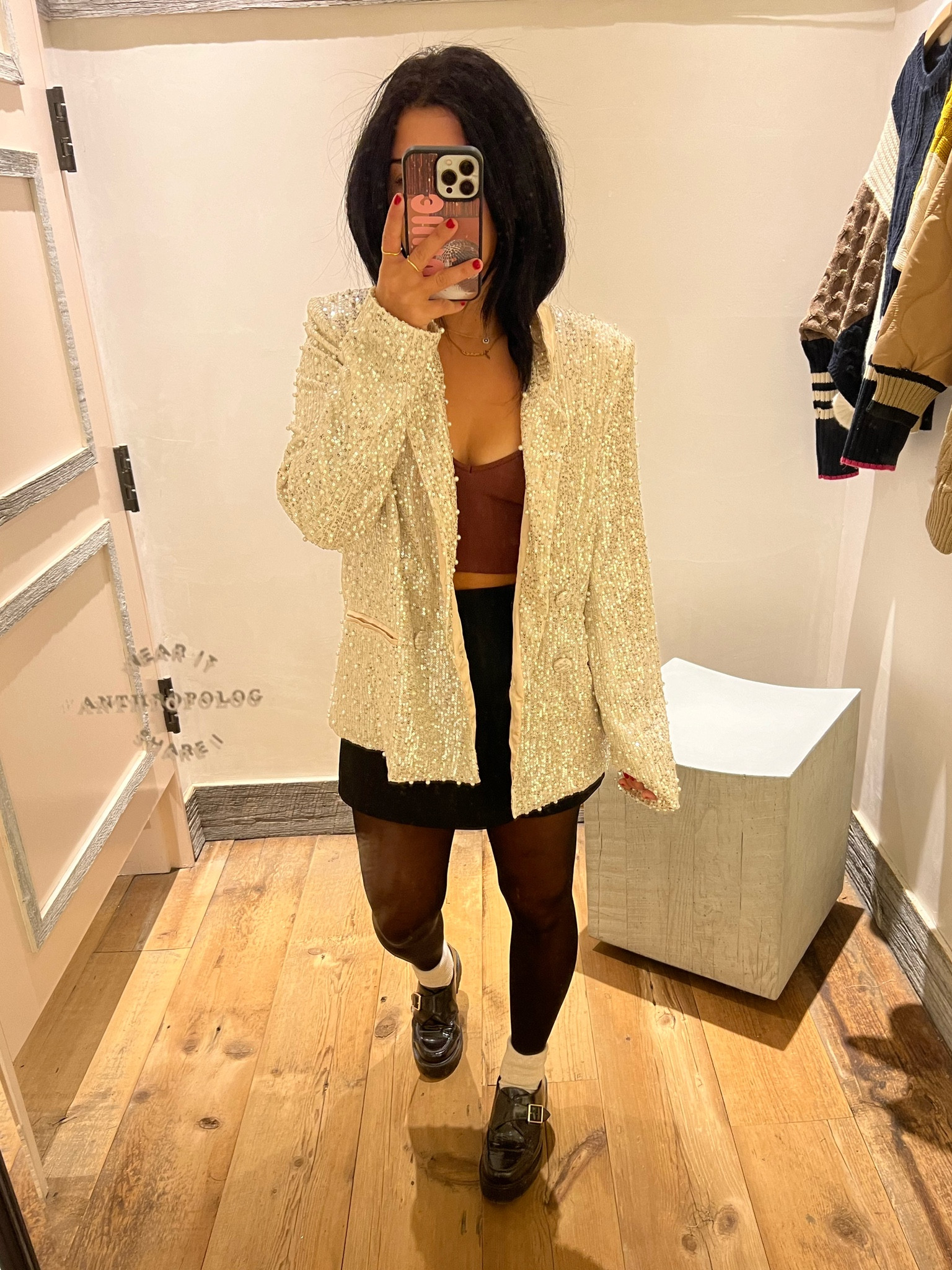 This sequin/pearl blazer is perfect for holiday parties, wearing size XS. 30% off this weekend! 

#LTKCyberWeek #LTKHoliday #LTKparties