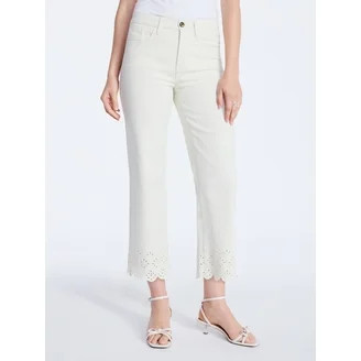 Free Assembly Women's and Women's Plus Embroidered Eyelet Cropped Jeans, 28" Inseam, Sizes 0-26 P... | Walmart (US)