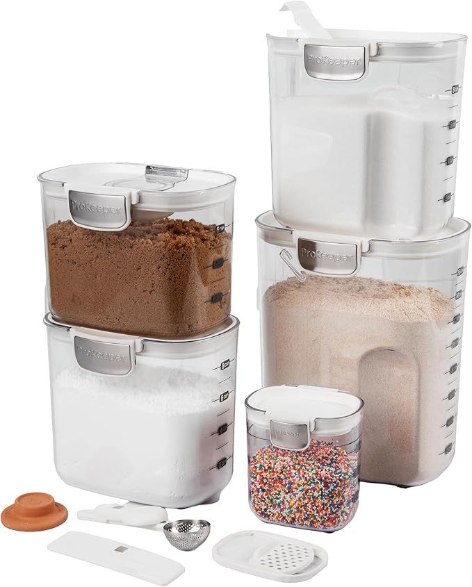 ProKeeper+ Airtight Food Storage Container Set – Clear Plastic Flour and Sugar Canister Set wit... | Amazon (US)
