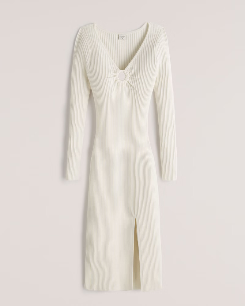 Long-Sleeve O-Ring Sweater Midi Dress | Abercrombie & Fitch (US)