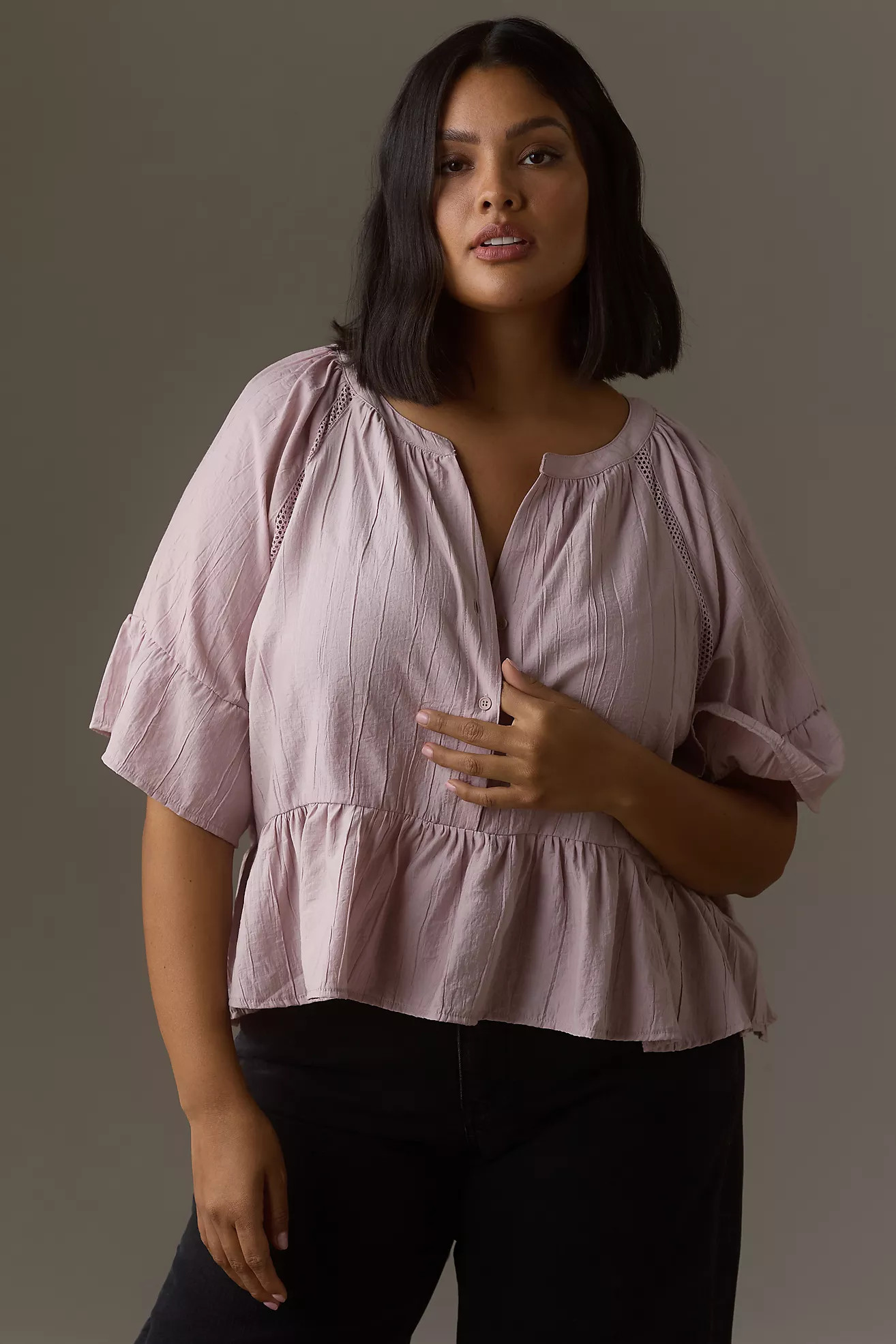 By Anthropologie Short-Sleeve Peplum Swing Top | Anthropologie (US)