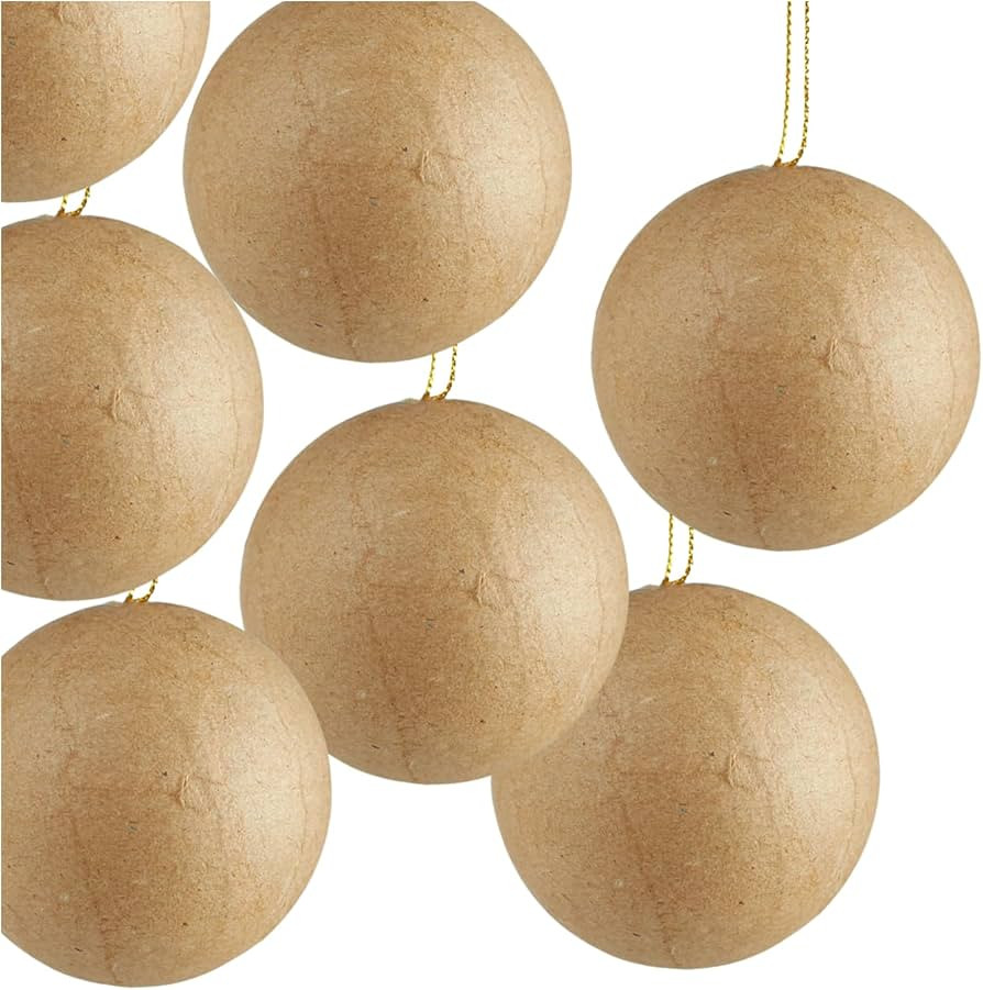 Paper Mache Round Ball Ornaments - Pack of 12 DIY Premade Papier Mache 3-1/2 inch Ornament Balls ... | Amazon (US)
