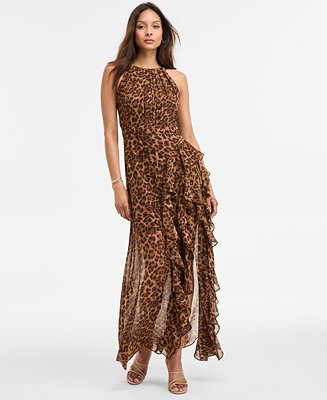 Betsy & Adam Women's Printed Sheath Chiffon Halter Dress - Macy's | Macy's