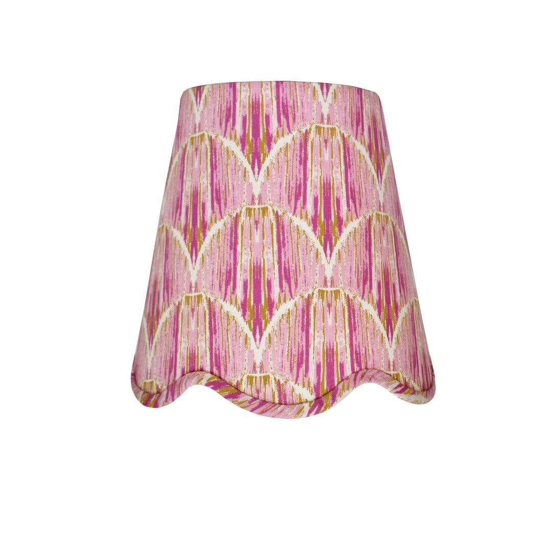 Scalloped Sconce Shade Made to Orderose Ikat Lamp Chandelier Shades-blue Floral Sconce Chandelier... | Etsy (US)