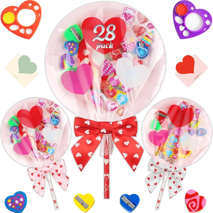 Valentines Day Gifts for Kids - 28 Pack Giant Colorful Stationery Set with Valentine's Cards for ... | Amazon (US)