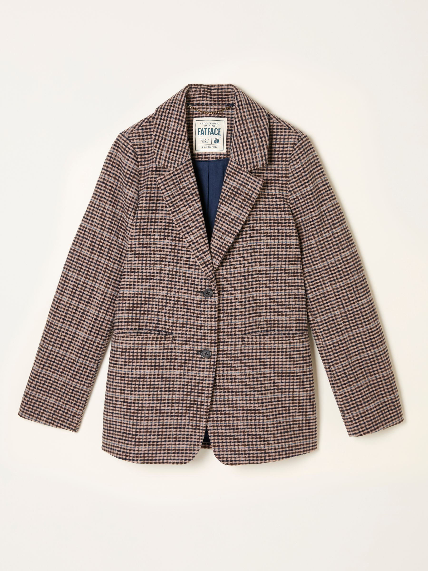 Alba Brown Check Blazer | FatFace | Fat Face