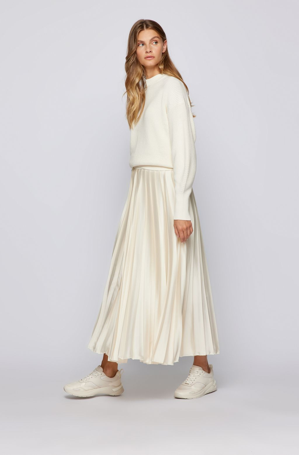 BOSS - Double-pleated maxi skirt in recycled fabric | Hugo Boss (UK)