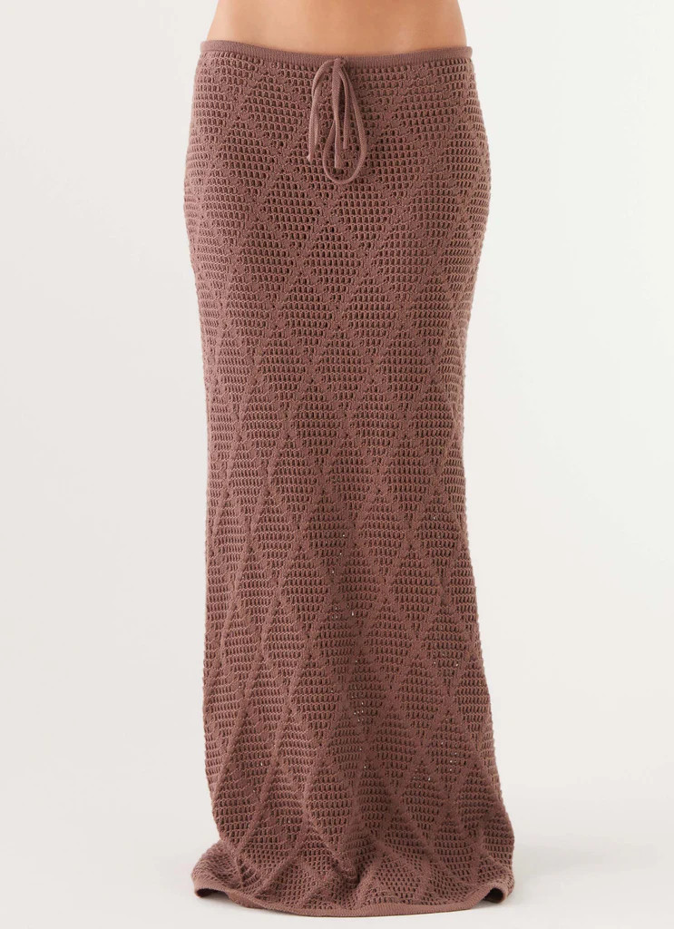 Santonio Crochet Maxi Skirt - Chocolate | Peppermayo (Global)