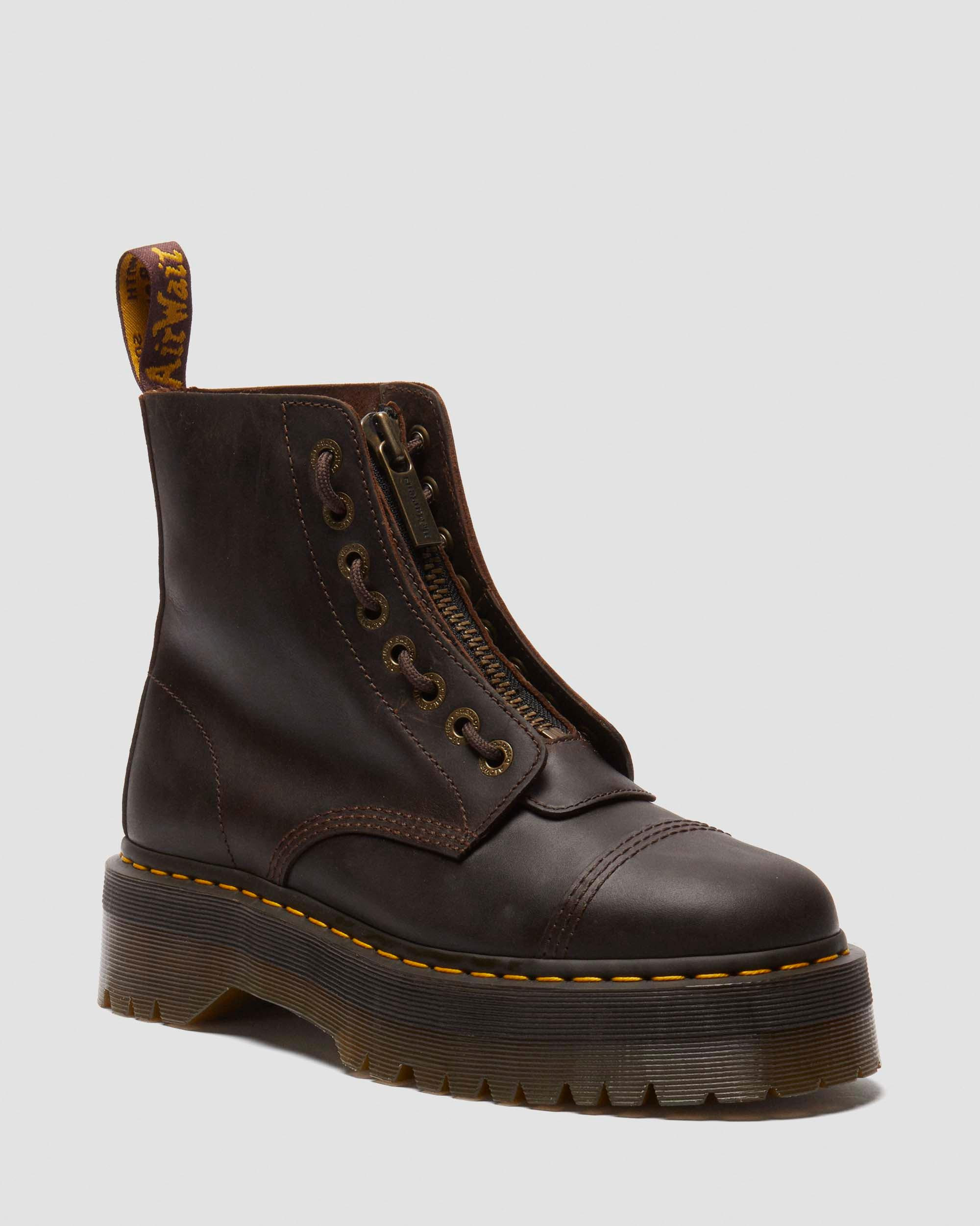 Sinclair Crazy Horse leather platform boots in Dark Brown | Dr. Martens | Dr. Martens