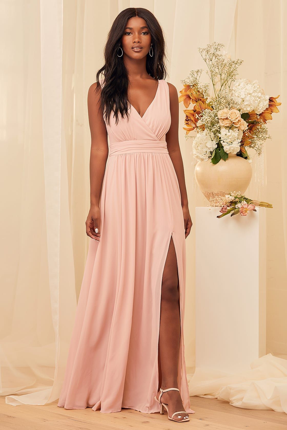 Thoughts of Hue Blush Surplice Maxi Dress | Lulus (US)