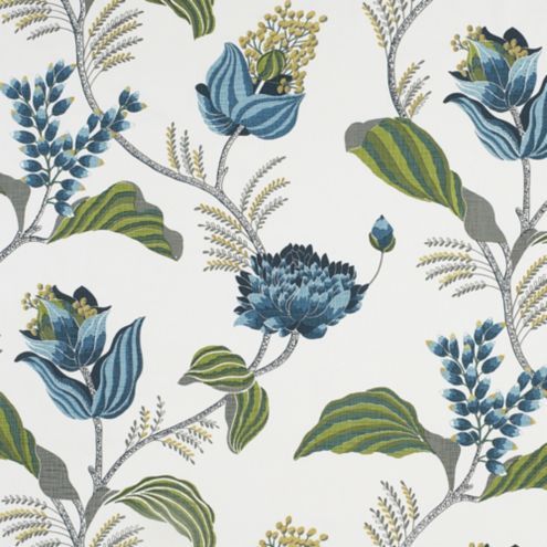 Emmie Blue Drapery Fabric | Ballard Designs, Inc.