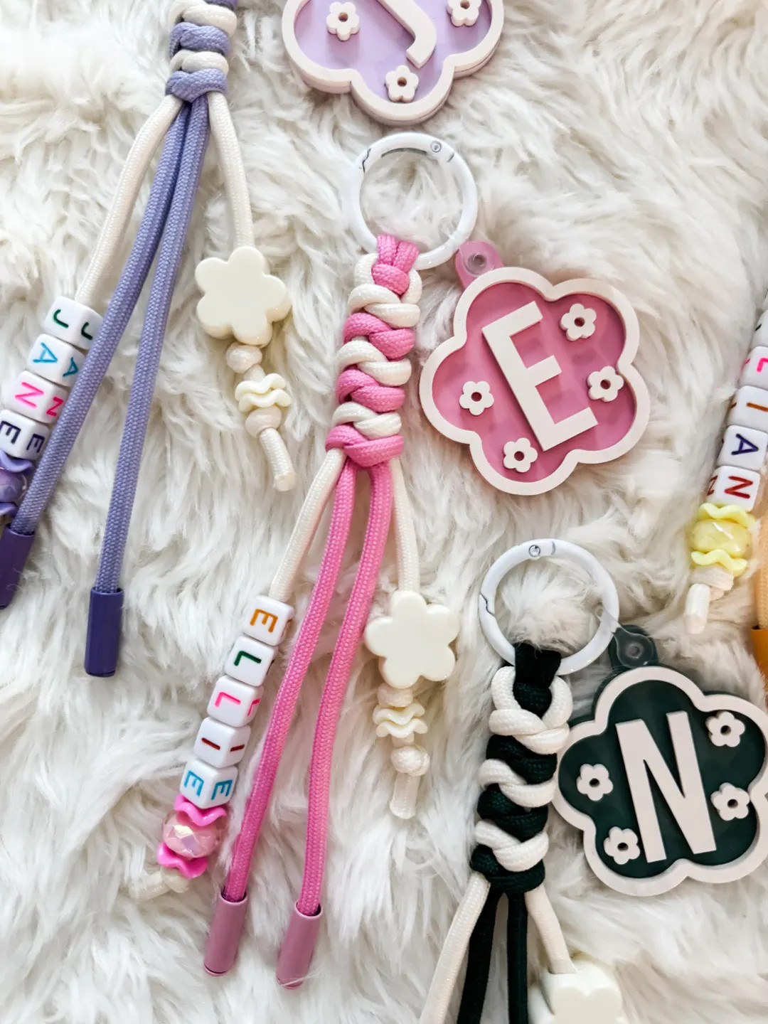 Daisy Keychain Bag Charm With Paracord and Custom Name - Etsy | Etsy (US)