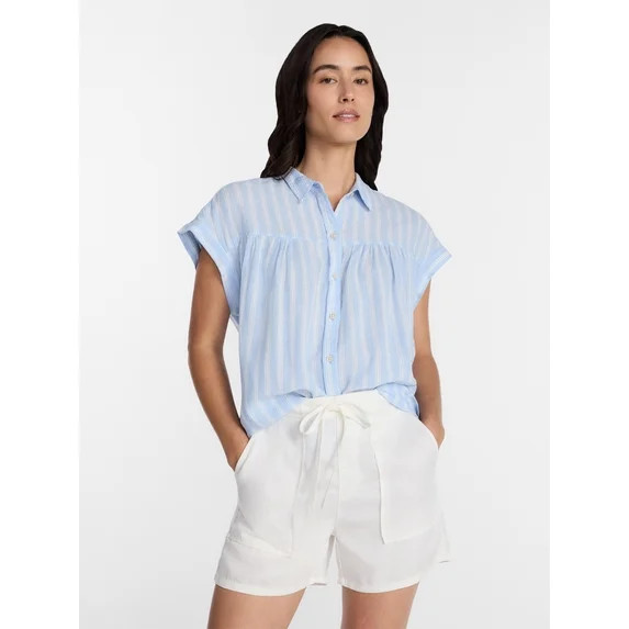 Time and Tru Women's Camp Shirt, Sizes XS-XXXL | Walmart (US)