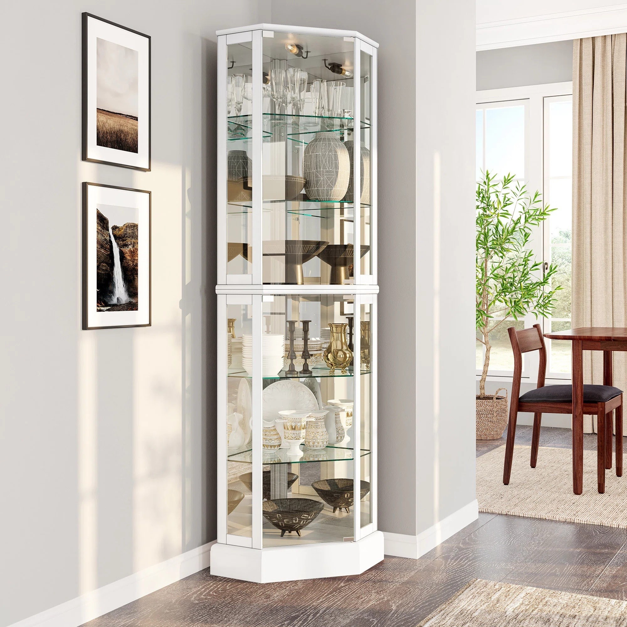 Showcase your favorite pieces in style — this 72” lighted corner curio cabinet blends warmth, elegance, and functionality in one beautifully crafted design. Available in multiple colors. ON SALE and under $350.

Keywords: Corner curio, corner cabinet, china cabinet, living room, kitchen hutch, wood kitchen organizer, arched kitchen cabinet, home refresh

#LTKHome #LTKdayinmylife #LTKSaleAlert