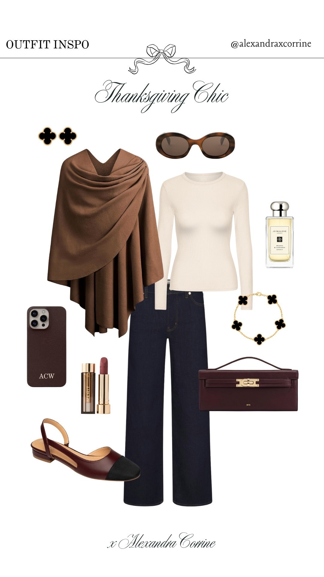 Casual, but chic Thanksgiving outfit idea 🤎

Thanksgiving outfit ideas, outfit inspo, ootd, holiday outfits, preppy chic classic, burgundy, chocolate brown, casual, denim, jeans, cashmere wrap, poncho, ballet flats 

#LTKSeasonal #LTKStyleTip #LTKHoliday
