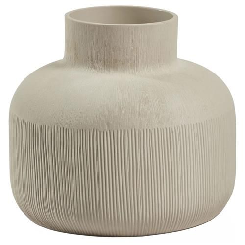Laya Modern Classic Matte Cream Porcelain Textured Decorative Vase -  Short | Kathy Kuo Home