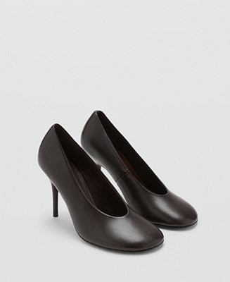 Women's Round-Toe Leather High-Heeled Shoes | Macy's