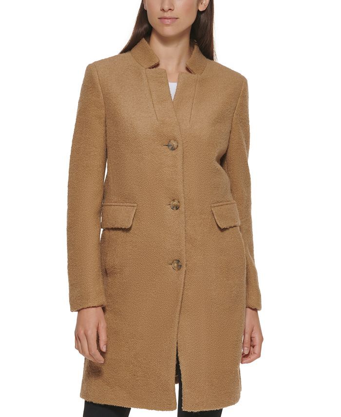DKNY Petite Single-Breasted Bouclé Walker Coat, Created for Macy's & Reviews - Coats & Jackets -... | Macys (US)