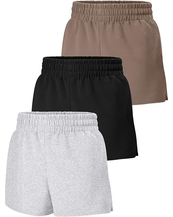 3 Pack Womens Sweat Shorts Casual Lounge Cotton Shorts Trendy Summer Running High Waisted Athleti... | Amazon (US)