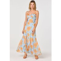 ASTR the Label | Maeryn Plaid Ruffle Trim Maxi Dress in Blue orange floral | Size XL | ASTR The Label (US)