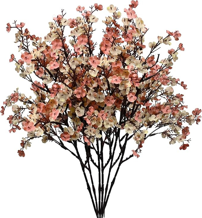 Mandy's Beige Brown Artificial Baby’s Breath Flowers 6 Bundles Silk Gypsophila with Bendable St... | Amazon (US)