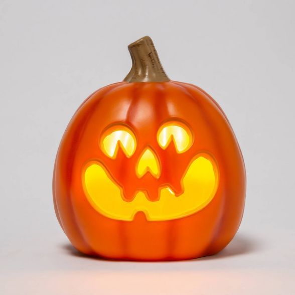 9" Lit Pumpkin with Happy Face Orange Halloween Decorative Prop - Hyde & EEK! Boutique™ | Target
