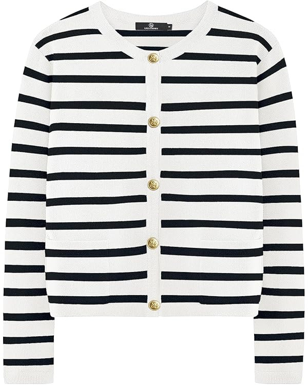 LILLUSORY Women's Striped Cardigan Sweaters Fall Outfits Clothes Fashion Trendy Long Sleeve Tops ... | Amazon (US)