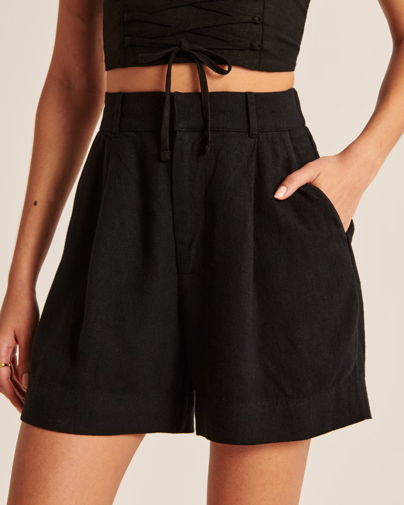 6 Inch Linen-Blend Tailored Shorts | Abercrombie & Fitch (US)