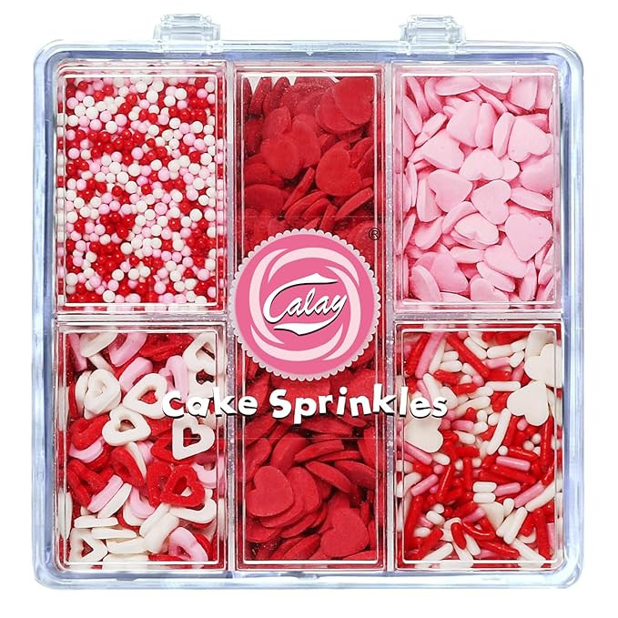 Valentines Sprinkles for Baking, Pink, Red and White Heart Sprinkles for Valentines Cake Cookies ... | Amazon (US)