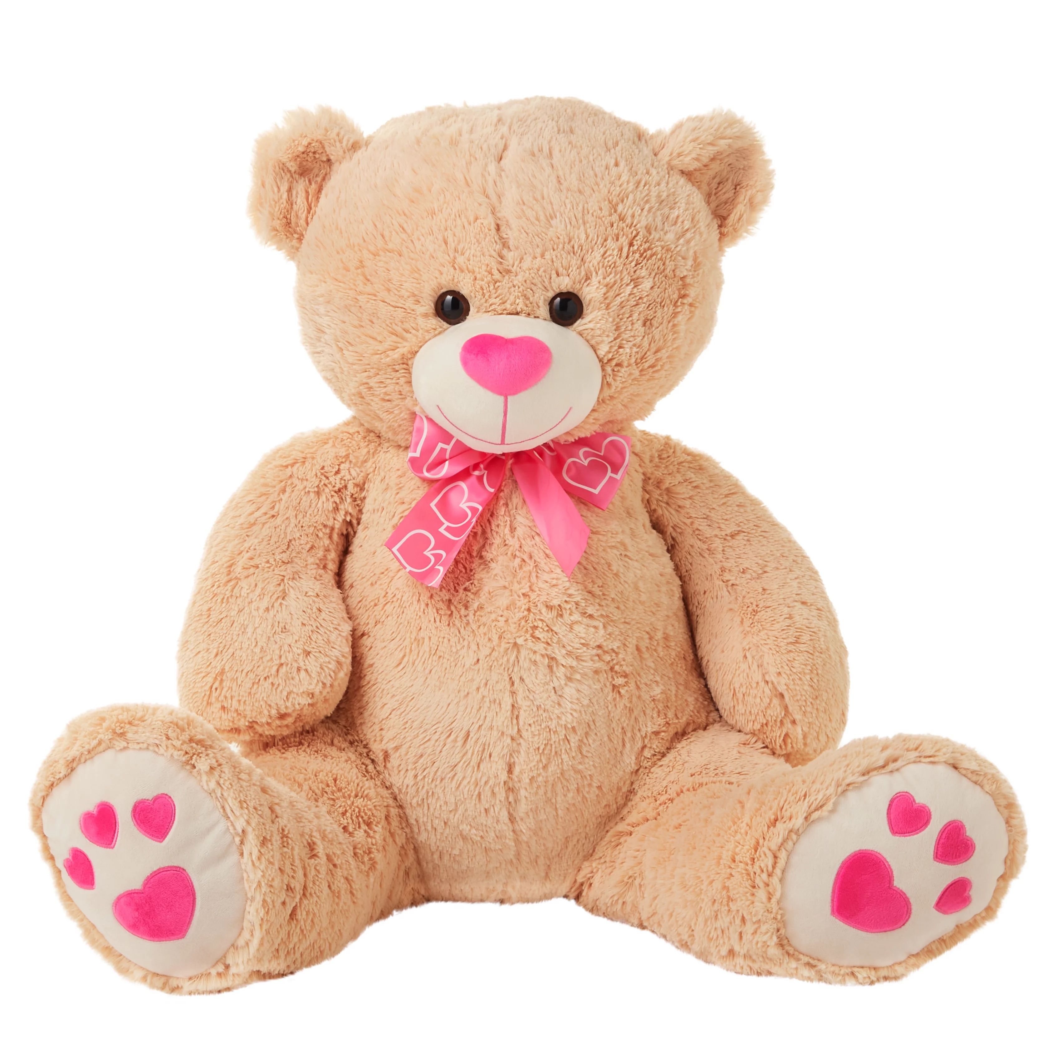 Way To Celebrate Valentine's Day Beige Bear Plush Toy, 30" - Walmart.com | Walmart (US)