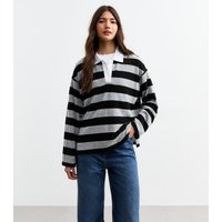 Women's Light Grey Striped Relaxed Fit Rugby Top New Look | New Look (UK)