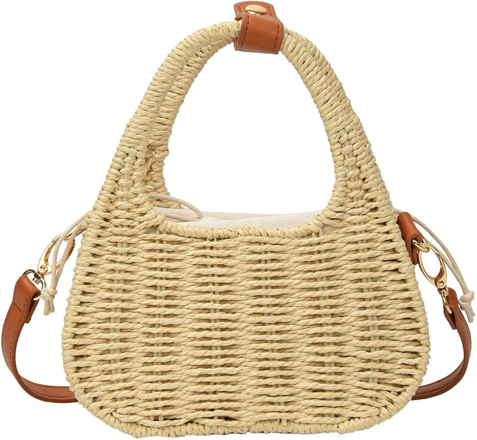 Obosoyo Straw Purses for Women 2024 Woven Handbags Handmade Straw Crossbody Beach Bag Square Boho... | Amazon (US)