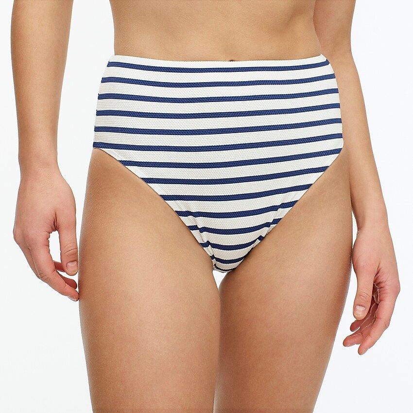 High-cut waist bikini bottom in textured stripe | J. Crew US