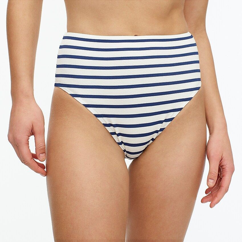 High-cut waist bikini bottom in textured stripe | J.Crew US