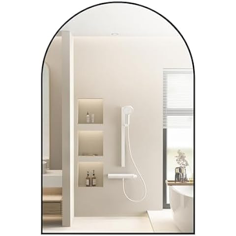 24"x36" Arched Bathroom Mirror - Wall Mounted Mirror - Black Arch Mirror - Aluminum Alloy Frame B... | Amazon (US)