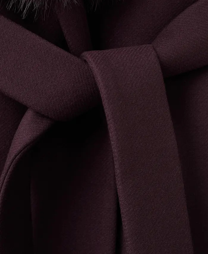 Manteco Belted Longline Trench Coat with Removable Faux Fur Collar | Nordstrom