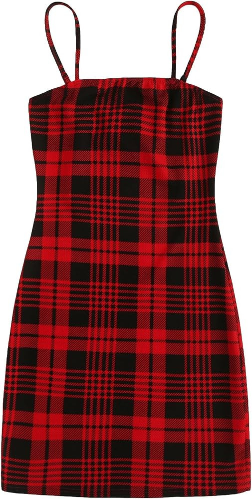 Floerns Women's Plaid Print Mini Cami Bodycon Dress | Amazon (US)