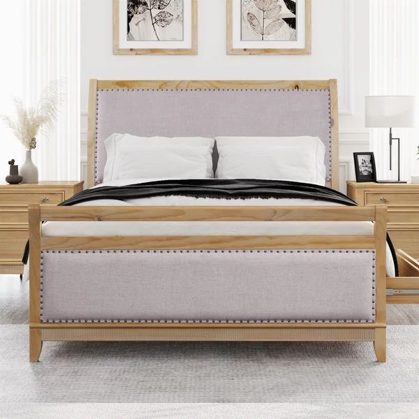 Katalina Solid Wood and Upholstered Low Profile Storage Platform Bed | Wayfair North America