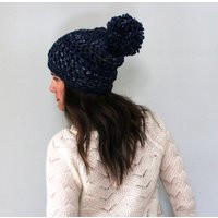 Knit Pom Hat Chunky Hat, Beanie Women, Wool Crocheted Winter Slouchy | Etsy (US)