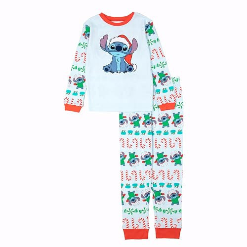 Disney unisex-child 2-piece Snug-fit Cotton Holiday Pajama Set, Soft & Cute for Kids, CHRISTMAS STITCH, 2T | Amazon (US)