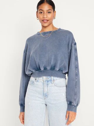 Oversized Cropped Fleece Sweatshirt for Women | Old Navy (CA)
