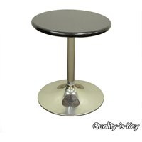 24"" Round Contemporary Modern Black Granite Chrome Tulip Base Accent Side Table | Etsy (US)