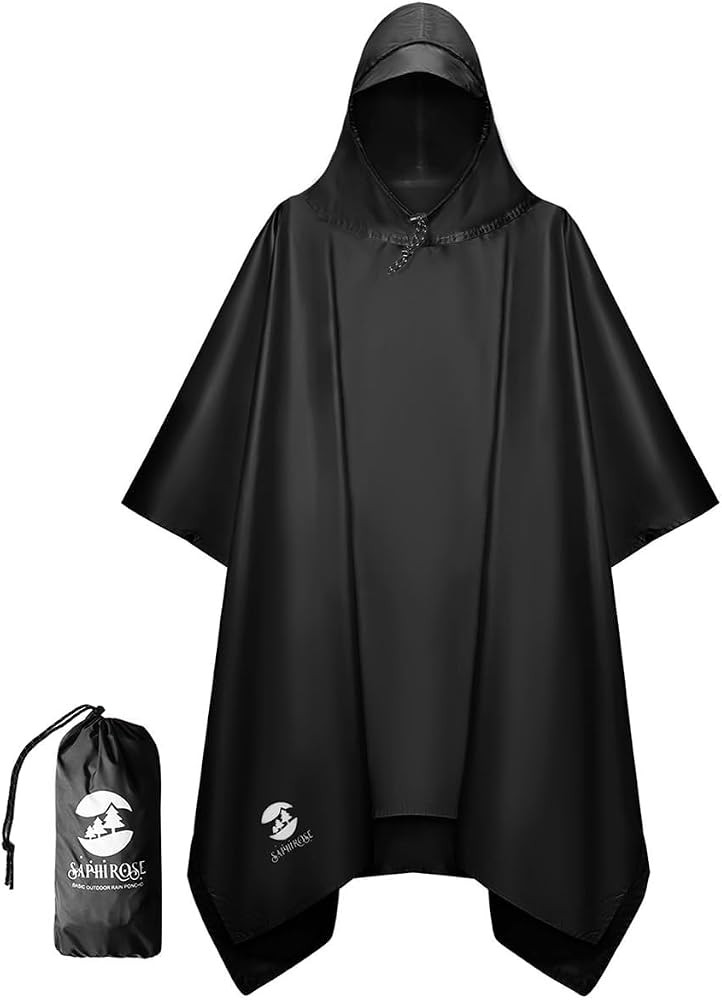 SaphiRose Hooded Rain Poncho Waterproof Raincoat Jacket for Men Women Adults | Amazon (US)