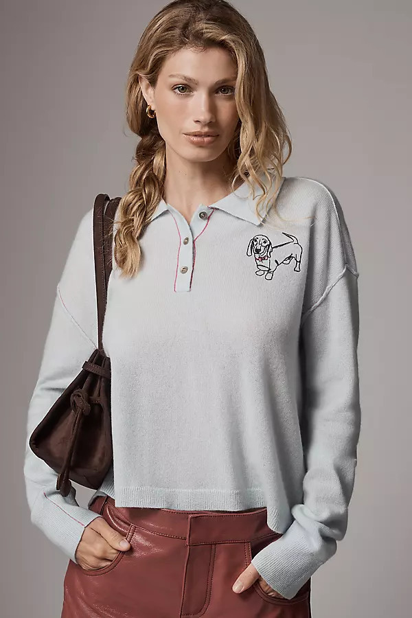 The Jensen Cashmere Crop Polo Sweater by Pilcro | Anthropologie (US)