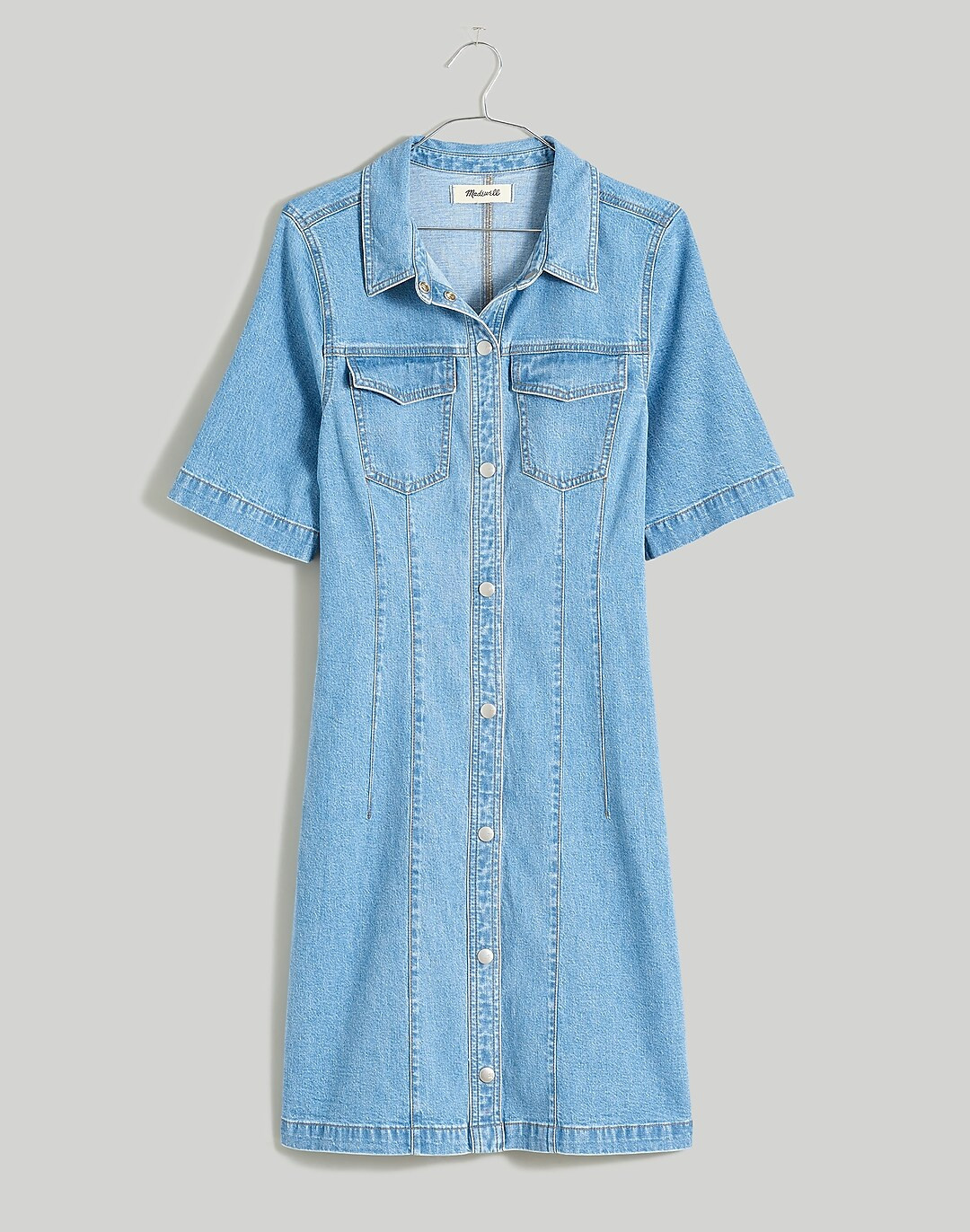 Denim Seamed Mini Shirtdress in Palermo Wash | Madewell