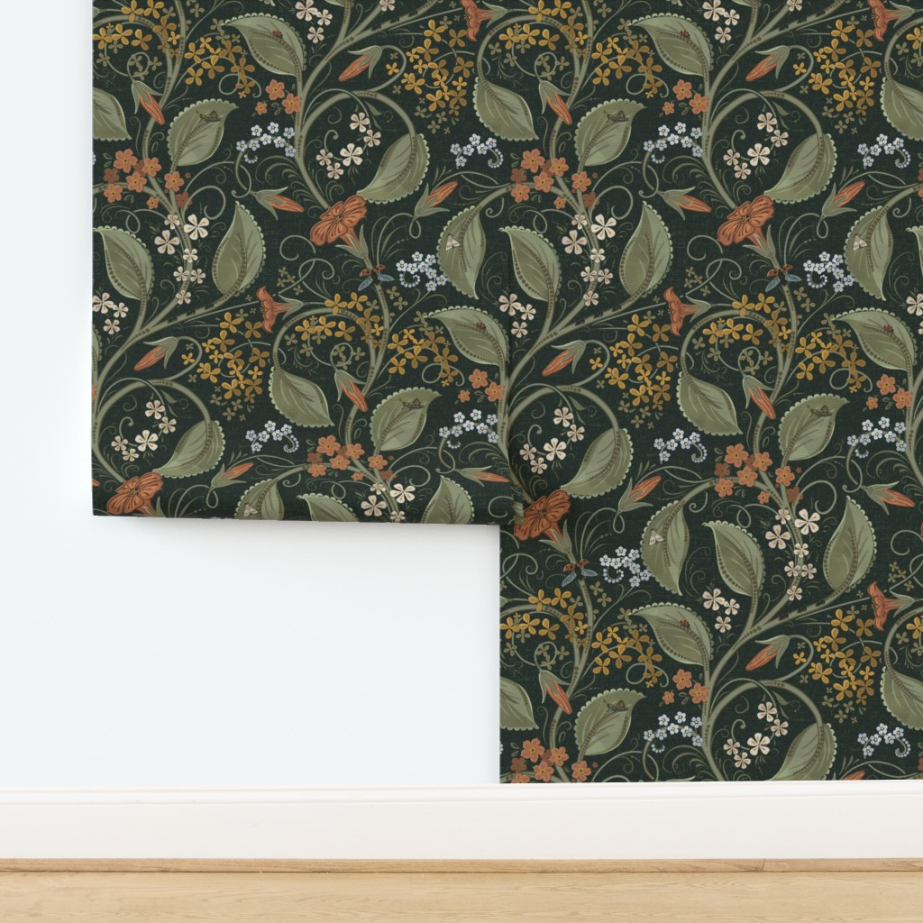 Wallpaper in Every Weed Is a Flower Muted Sage and Rust / In the Weeds | Spoonflower