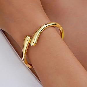 Gold Bracelets for Women Trendy Non Tarnish Bangle Cuff Bracelet Jewelry | Amazon (US)