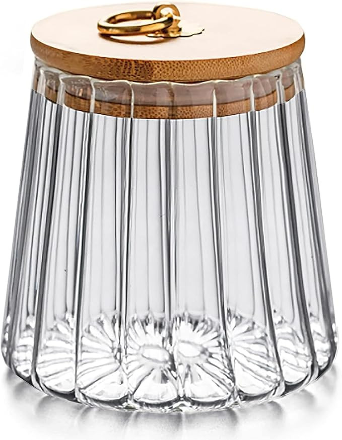 YONGZH Glass Coffee Nuts Canister Airtight Storage Jar Petal Decorative Container with Bamboo Lid... | Amazon (US)